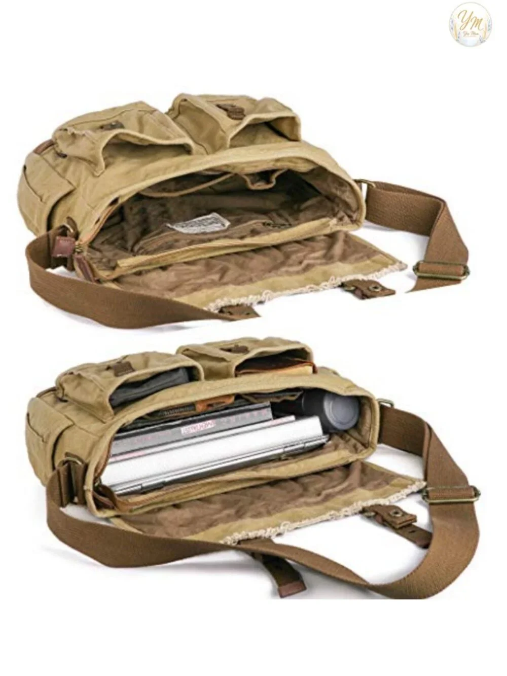 Heavy Duty Canvas Messenger Bag Vintage Frayed Style Boho Purse Shoulder Bag
